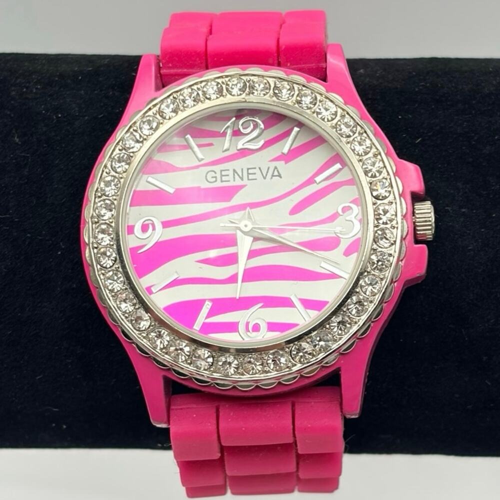 Pink & Silver Zebra Men's Watch